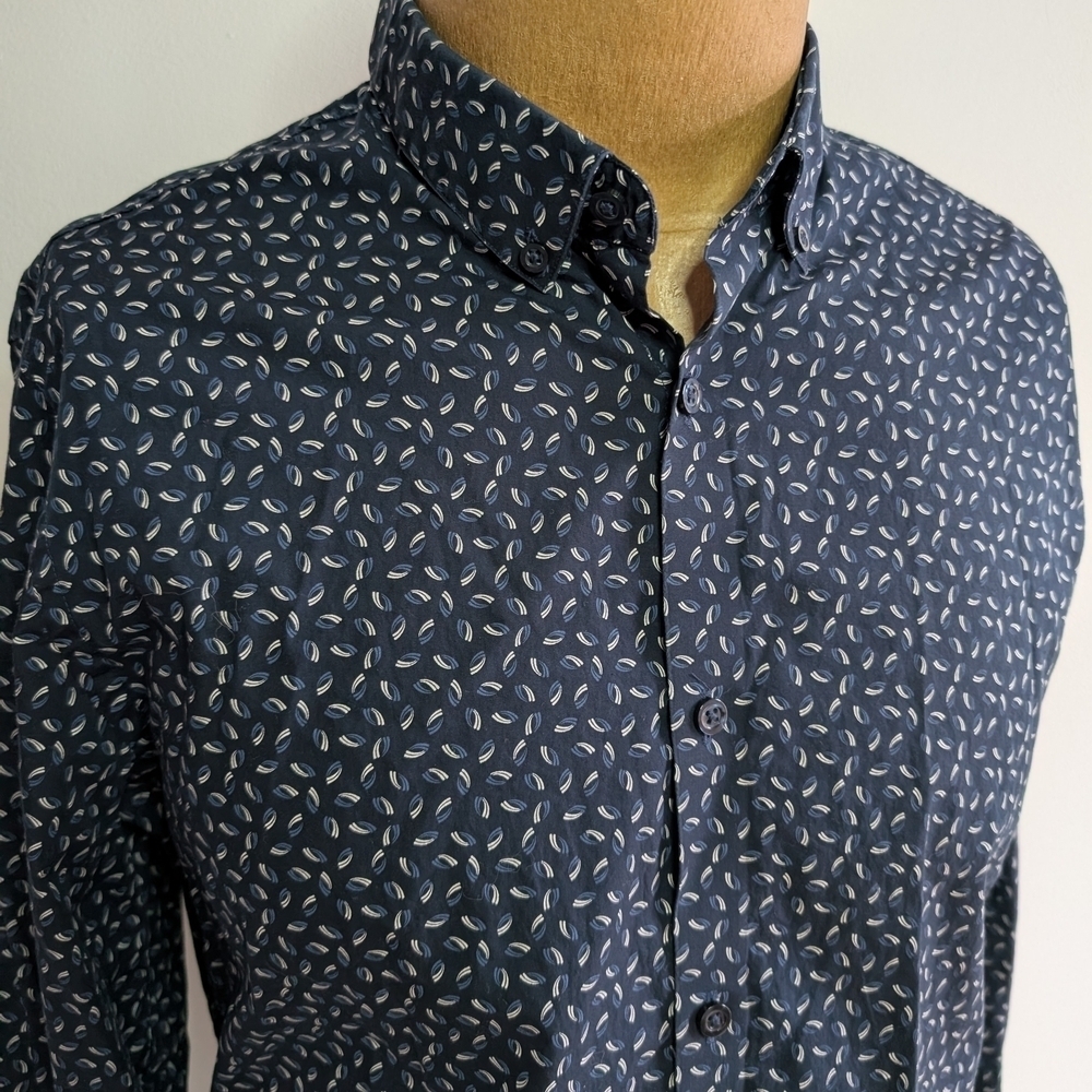 PATRICK ASSARAF Navy Patterned Shirt